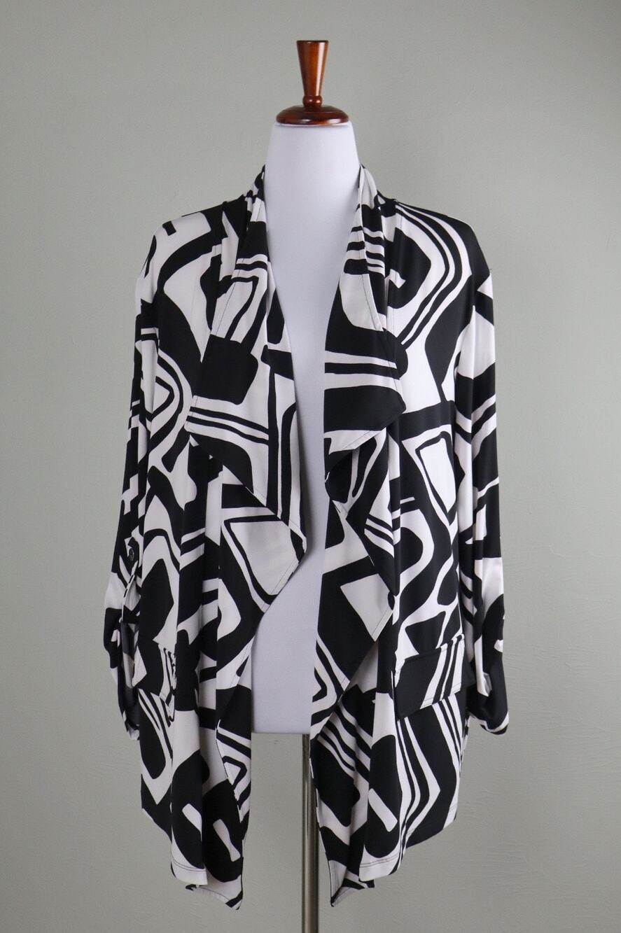 CHICO'S NWT Knit Kit Abstract Draped Jacket Top Size 3 US XL / 16 / 18